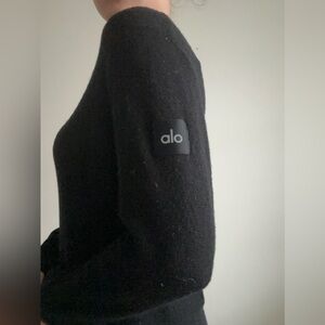 Alo Black Mesh Cashmere sweater